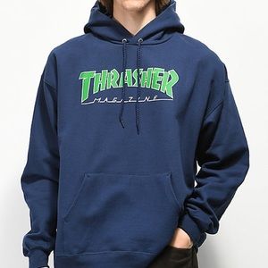 Thrasher Outlined Hoodie Navy/Green